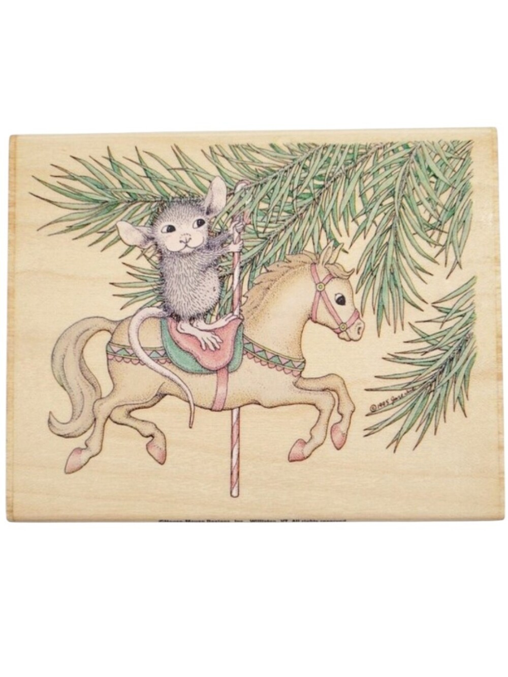 House Mouse Rubber Stamp by Stampa Rosa 'Merry-Go-Mice" 1995 Christmas Vintage🎄